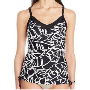 Ocean Avenue Women's Palm Beach Shirred-Side Tankini, Black, Size Small